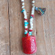 Coral tortoise pendant necklace 1003356