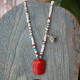 Coral tortoise pendant necklace 1003356