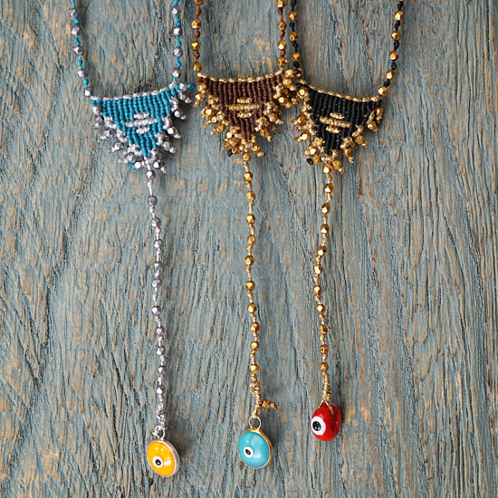 Macrame talisman with evil eye necklace 1003366