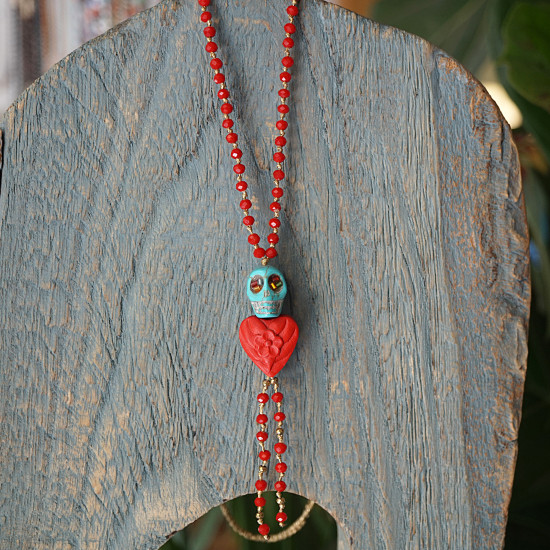 Skull and heart necklace 1003368