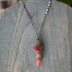 Macrame coral pendant necklace 1003371