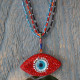 Rhinestone evil eye pendant necklace 1003386