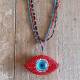 Rhinestone evil eye pendant necklace 1003386