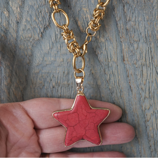 Stainless steel star pendant necklace 1003391
