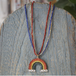 Rhinestone rainbow pendant necklace 1003394