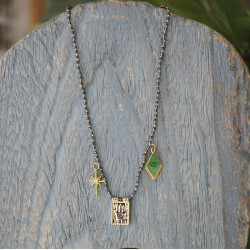 Hand, evil eye, star charms necklace 1003397