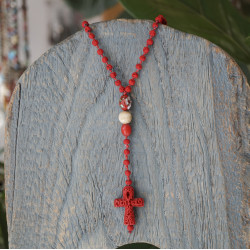 Rosary style cross necklace 1003402